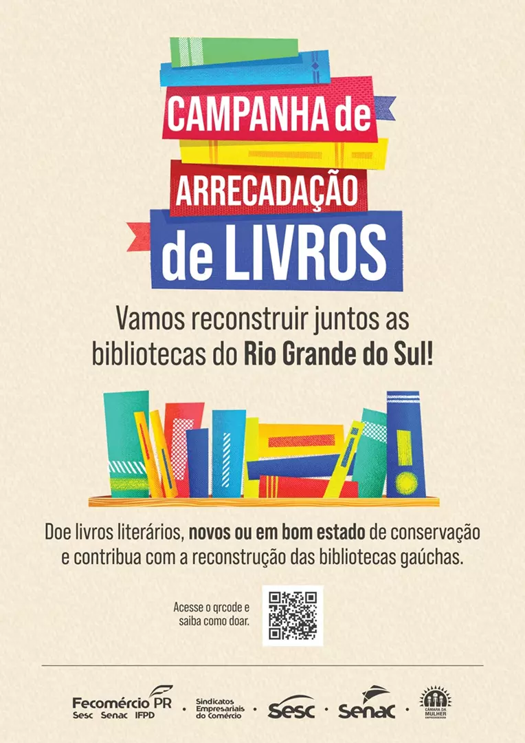 Sesc e Senac Iniciam Campanha de Doação de Livros para Reconstrução de Bibliotecas no Rio Grande do Sul